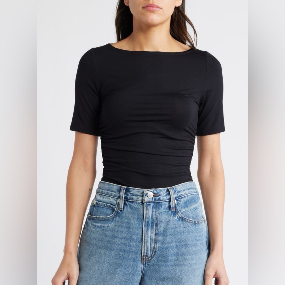 Rag & Bone Black Fitted Ruched Top